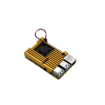 Raspberry Pi 4 Aluminium Koeling Actieve Heatsink met 1 ventilator - Goud