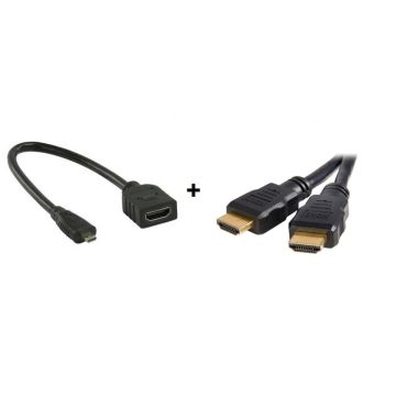 Micro HDMI naar HDMI Adapterkabel + HDMI Kabel 1 meter