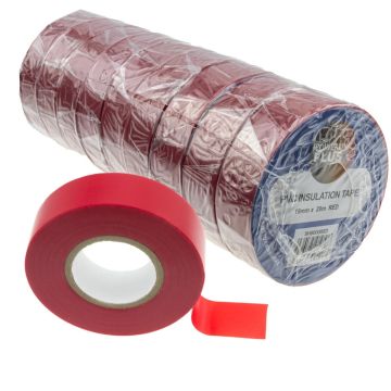Isolatietape 19mm 20 meter lang ROOD (let op is maar 1 rolletje)