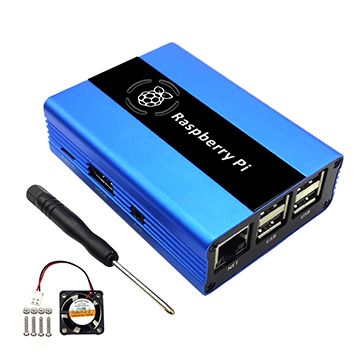 Eleduino Behuizing Aluminium met Ventilator voor RPi 3 - Blauw