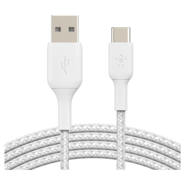 USB-C Kabel 3.0A Nylon Sleeve White - 1 Meter