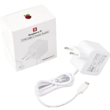 Originele Raspberry Pi 5 Voeding USB-C 27W EU - Wit