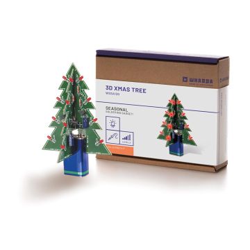 Velleman Soldeerkit, DIY, 3D-kerstboom, 16 knipperende rode LEDs, personaliseerbaar WSSA130