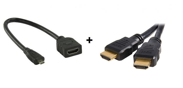 Micro HDMI naar HDMI Adapterkabel + HDMI Kabel 1 meter (     ✅ Op voorraad )