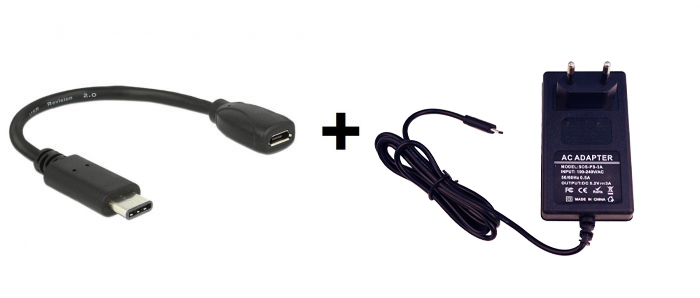 Micro USB naar USB-C Converter + 3A Micro USB Voedingsadapter (❌Kan nageleverd worden)