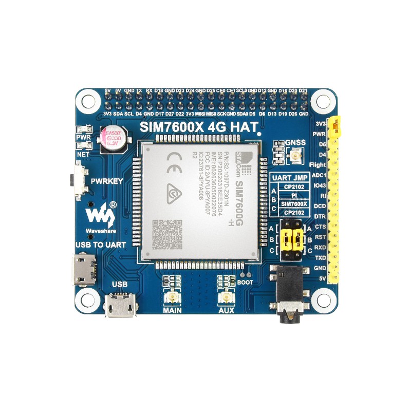 SIM7600G-H 4G HAT voor Raspberry Pi