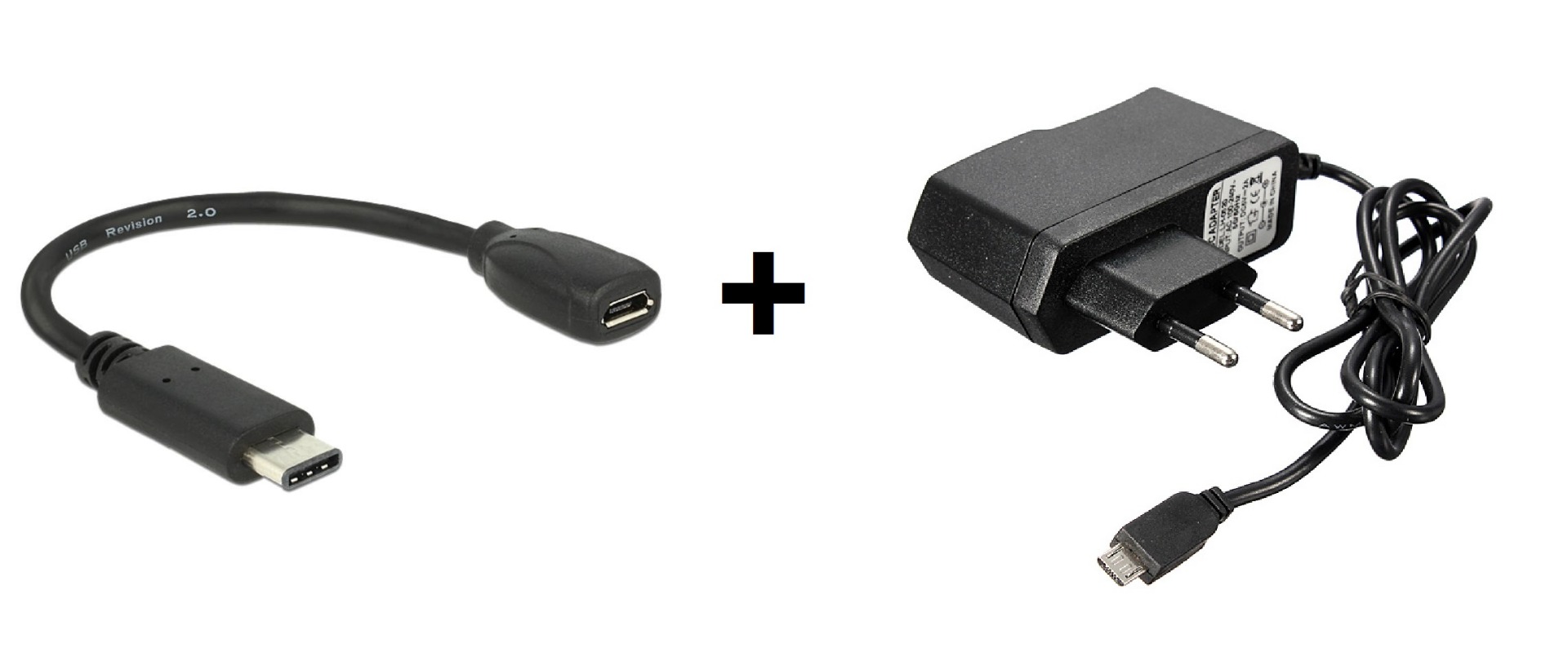 Micro USB naar USB-C Converter + 2.5A Micro USB Voedingsadapter (❌Kan nageleverd worden)