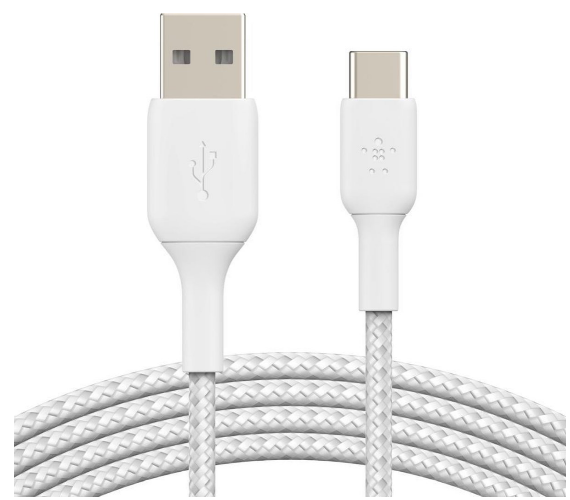 USB-C Kabel 3.0A Nylon Sleeve White - 1 Meter
