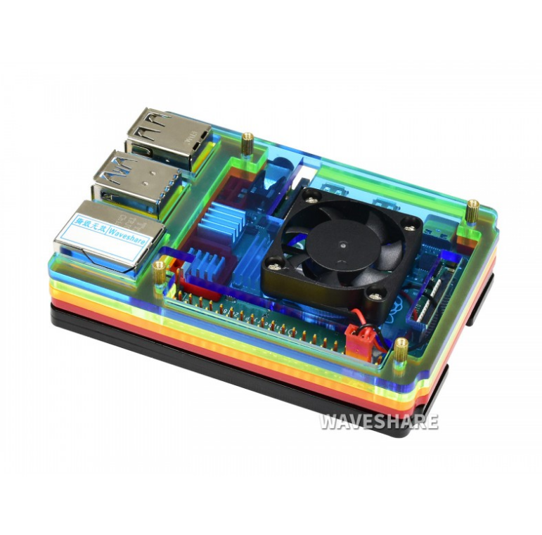 Regenboog Behuizing voor Raspberry Pi 4 met Ventilator